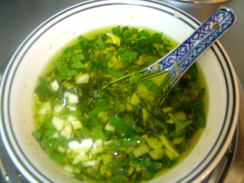 Garlic,herbs and lemon zest marinate in Extra Virgin Olive Oil