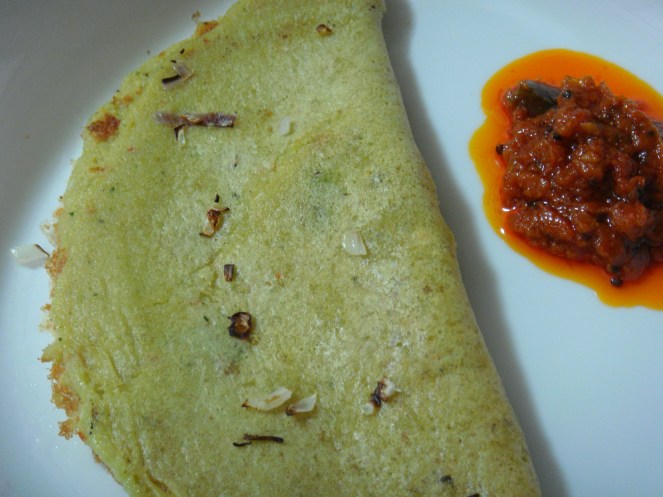 Onion,Oats and flax Adai with Tomato Thokku.