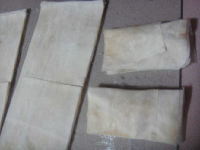 Baklavas filled with coconut jaggery filling.