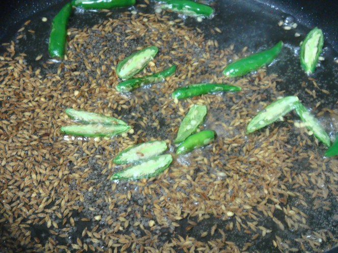 Spluttering Jeera and Chillis...