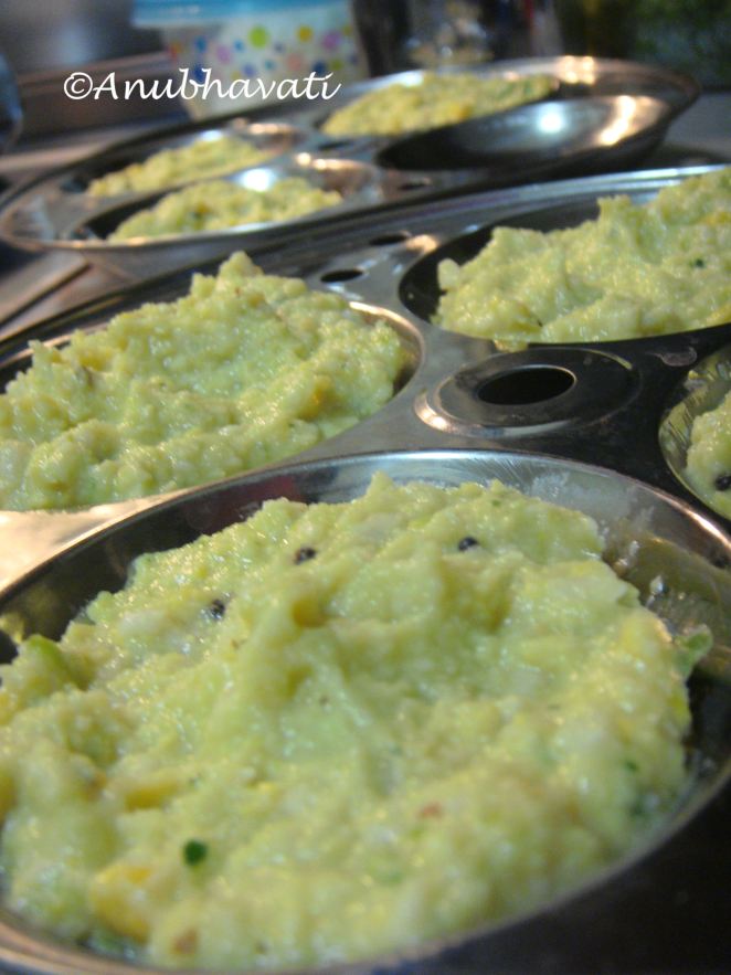 Ground Paste in Idli Plates ready for steaming.