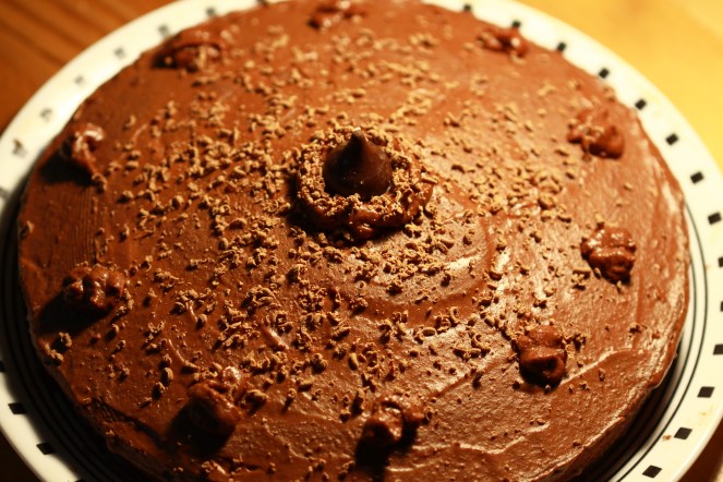 Moist Mahogany Chocolate Cake with Chocolate Buttercream Frosting. 