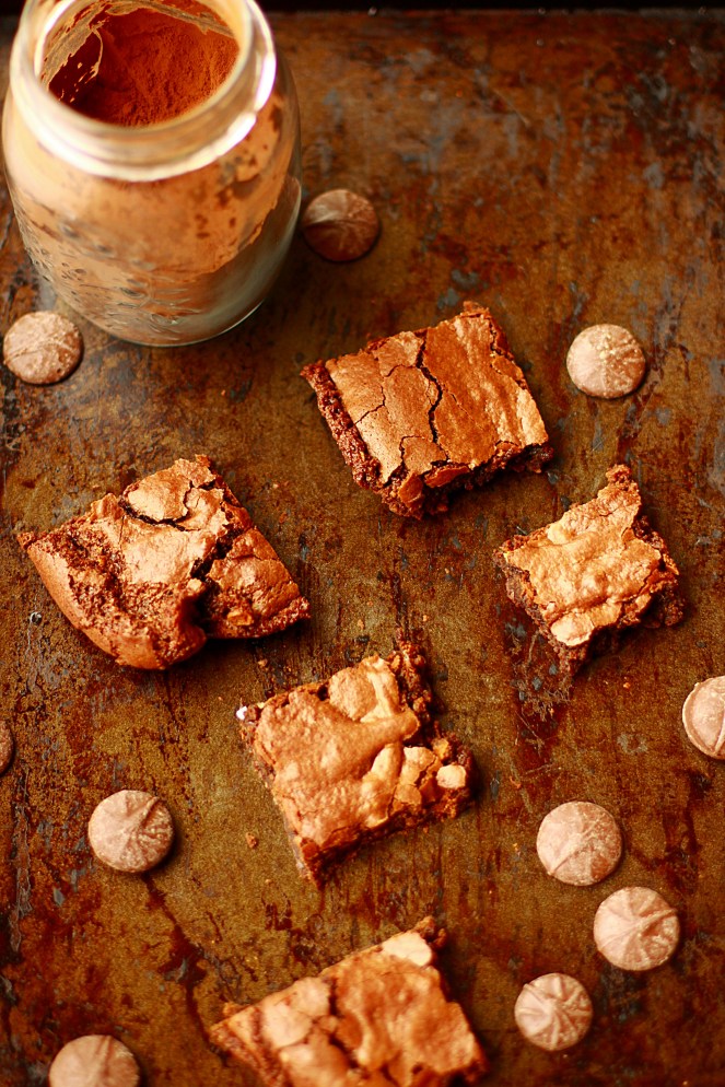 Eggless Low Fat Fudgy Avocado Chocolate Brownies.